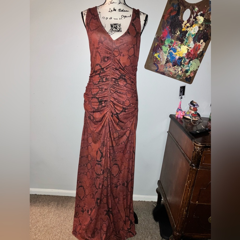 Red snakeskin maxi dress size 8 never worn